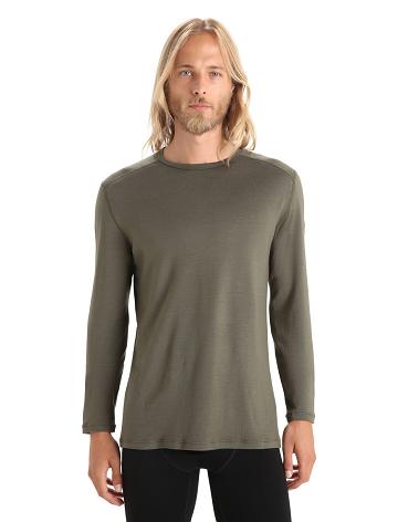 Icebreaker Merino 260 Tech Long Sleeve Crewe Thermal Top Miesten Base Layers Oliivinvihreä | FI 1395NWYB